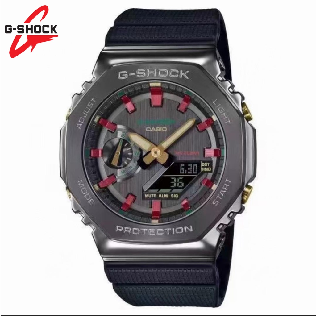 JAM TANGAN PRIA G-SHOCK GM-2100 A METAL COVERED STAINLESS STEEL Octagonal Farm Oak Watch