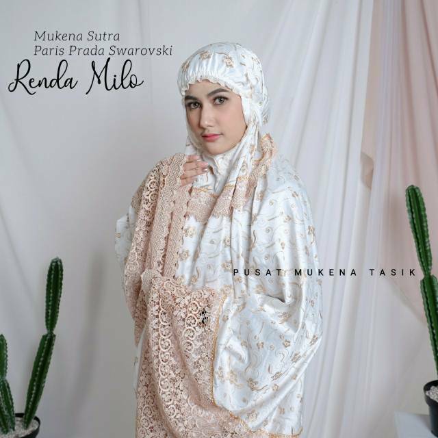 Mukena Dewasa Prada Renda Milo Swarovski || Mukena Mewah