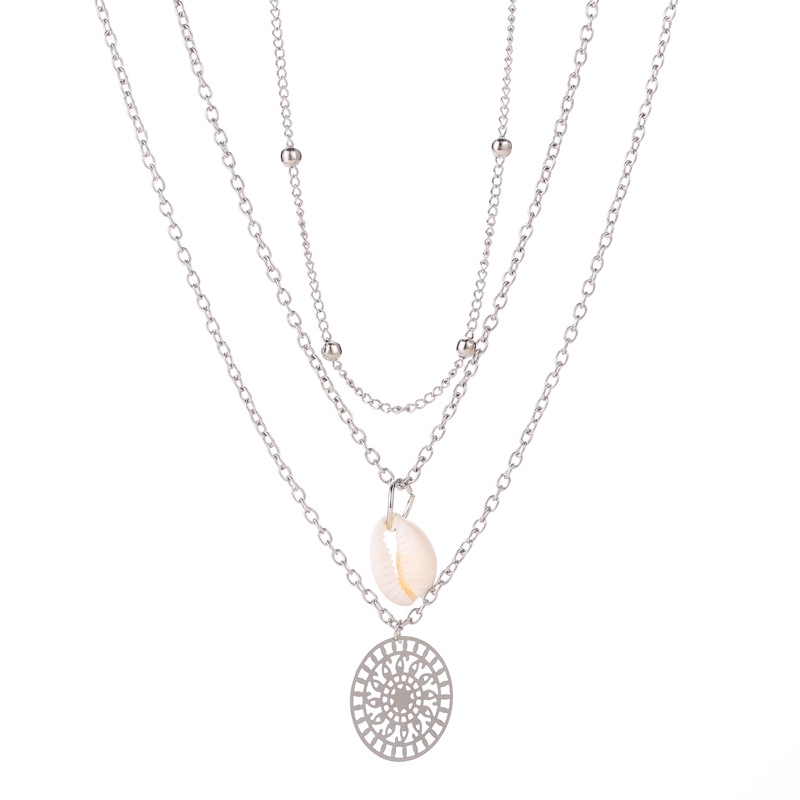 kalung 3 layer Fashion liar temperamen liar kalung shell Rantai klavikula sederhana