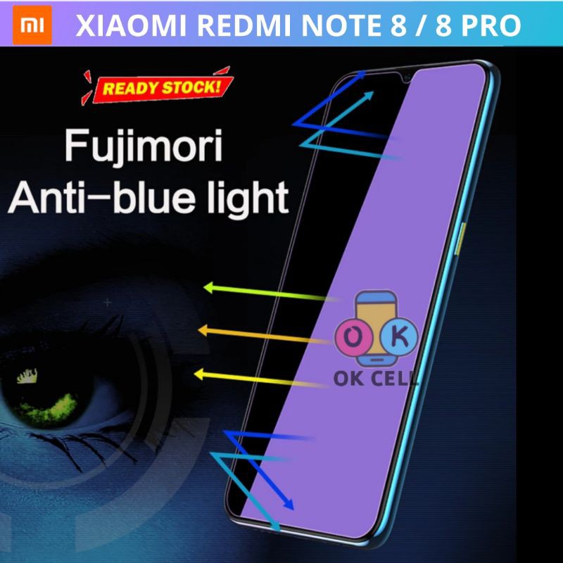 Tempered Glass Anti Blue Light Redmi Note 8 8 Pro TG Anti Gores Radiasi Full Layar Screen Protector