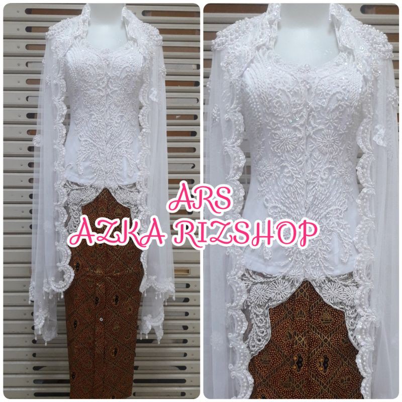 set kebaya akad nikah slendang mutiara+ longtorso muslim