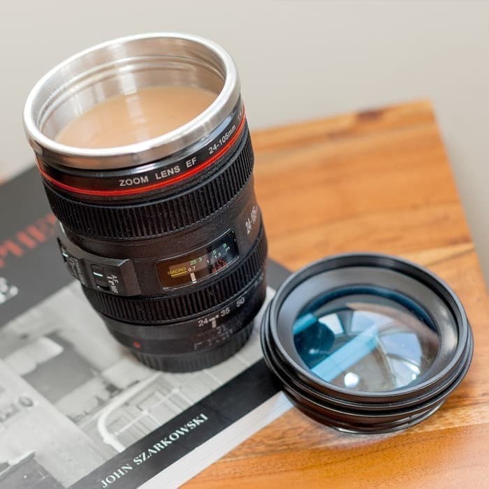 B267 Mug Lensa Kamera + Pouch Canon EF 24-105 Tumbler Unik Gelas Cup B267