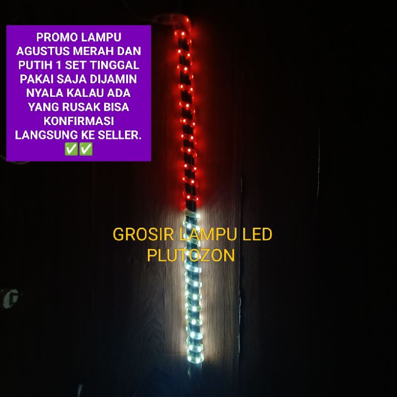 PROMO LAMPU LED HIAS STRIP MERAH PUTIH AGUSTUS KAMAR AESTHETIC TERMURAH TINGGAL PAKAI