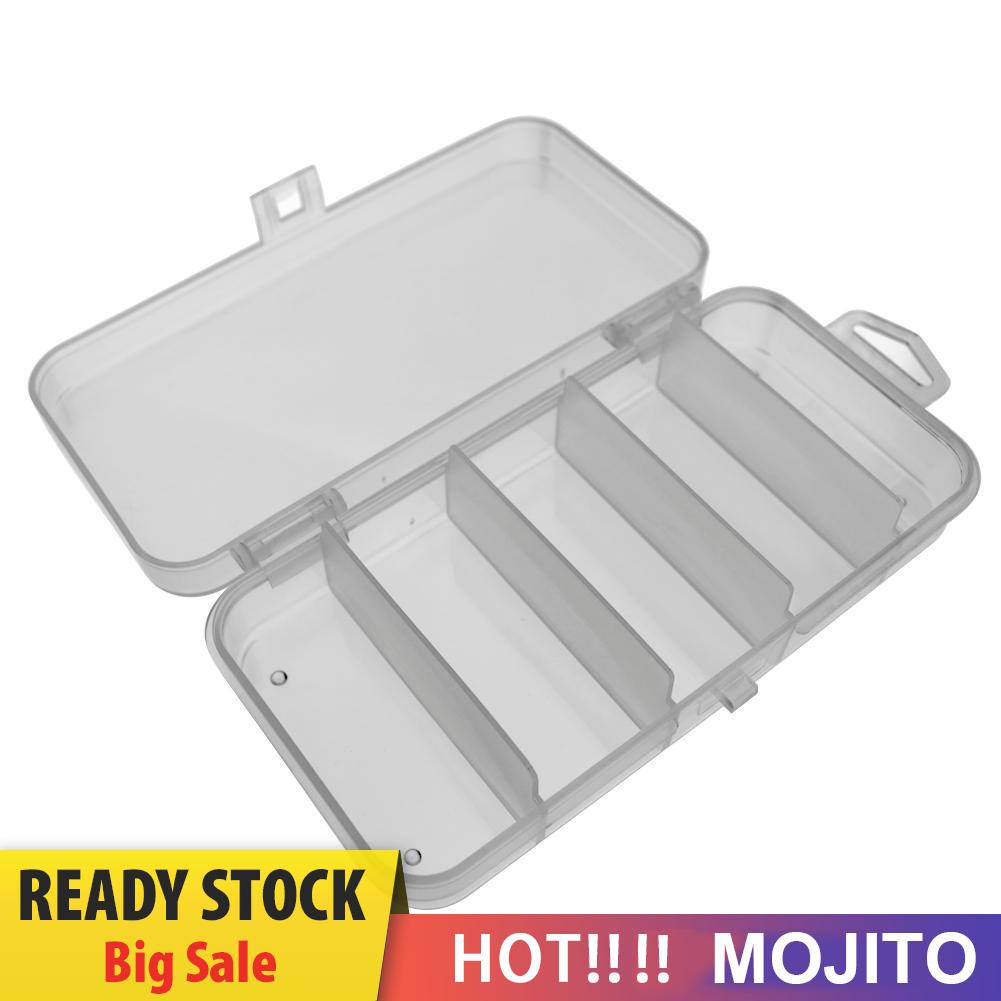 MOJITO Plastic 5 Compartments Fishing Tackle Box Fish Lure Hook Bait Storage Case