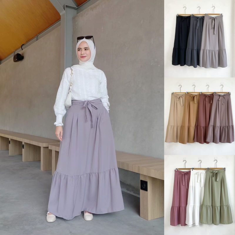 TAVISHA SKIRT / LEXIE SKIRT / PLEATED TIER SKIRT / SEKA SKIRT ROK PANJANG / FLOWY SKIRT / FLOWY BASIC SKIRT / SKIRT FIT TO XXL / KOREAN FLOWY SKIRT / BASIC SKIRT / ROK POLOS