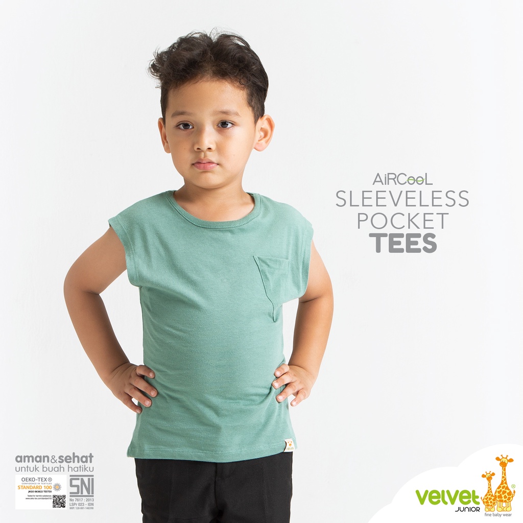 Velvet Junior Kaos Anak Laki-Laki - Sleeveless Pocket Tees - Granite Green / Army