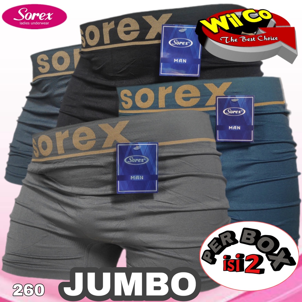 K260D - (DIJUAL PER 2 Pcs) CELANA DALAM PRIA CD BOXER JUMBO PAKAIAN DALAM SEAMLESS SOREX  BB 75 - 100