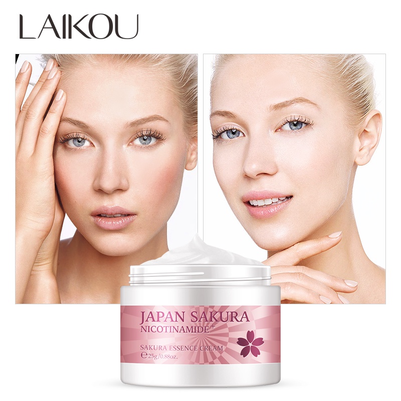 LAIKOU Sakura Skin Care Set Serum Wajah Menghilangkan Kerutan Krim Pelembab 2 Pcs