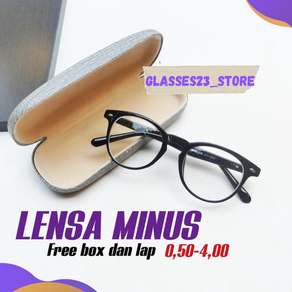 KACAMATA LENSA MINUS FRAME OVAL UNISEX UKURAN 0.50-6.00