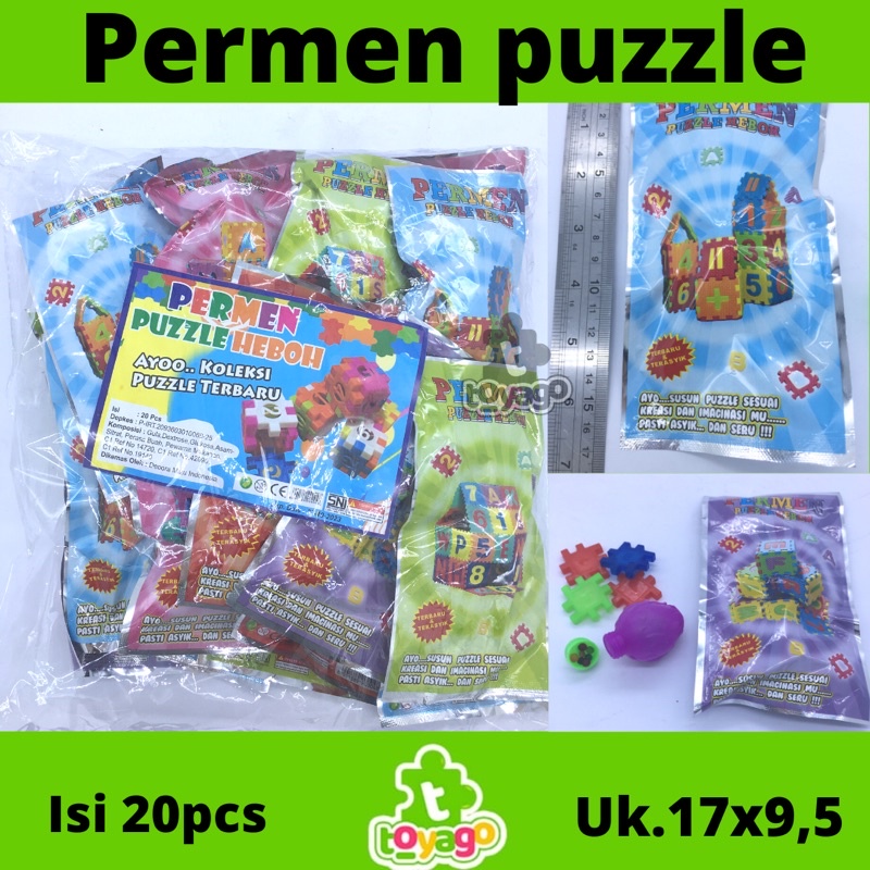 

permen puzzle heboh berhadiah isi -+20pcs grosir murah (permen puzzle heboh toyago toys)