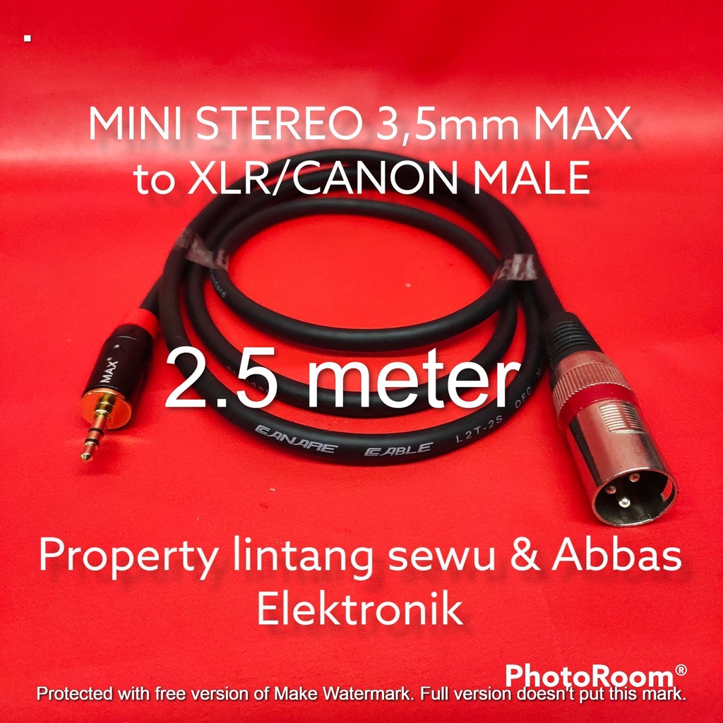 KABEL JEK MINI STEREO MAX TO XLR CANON MALE 2.5 meter