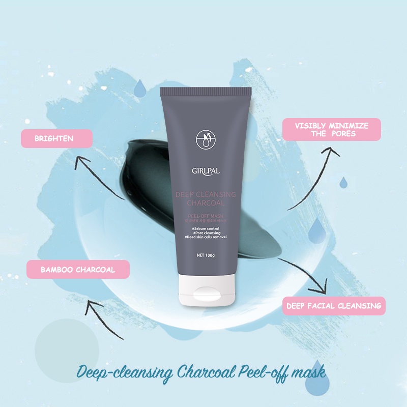 BFS003 GIRLPAL Deep Cleansing Charcoal Peel-Off Mask/ Blackhead Remover Mask Size 100gram Masker Wajah Peeloff ​Hidung / Pembersih Komedo Oil Control Mengecilkan Pori-pori Wajah