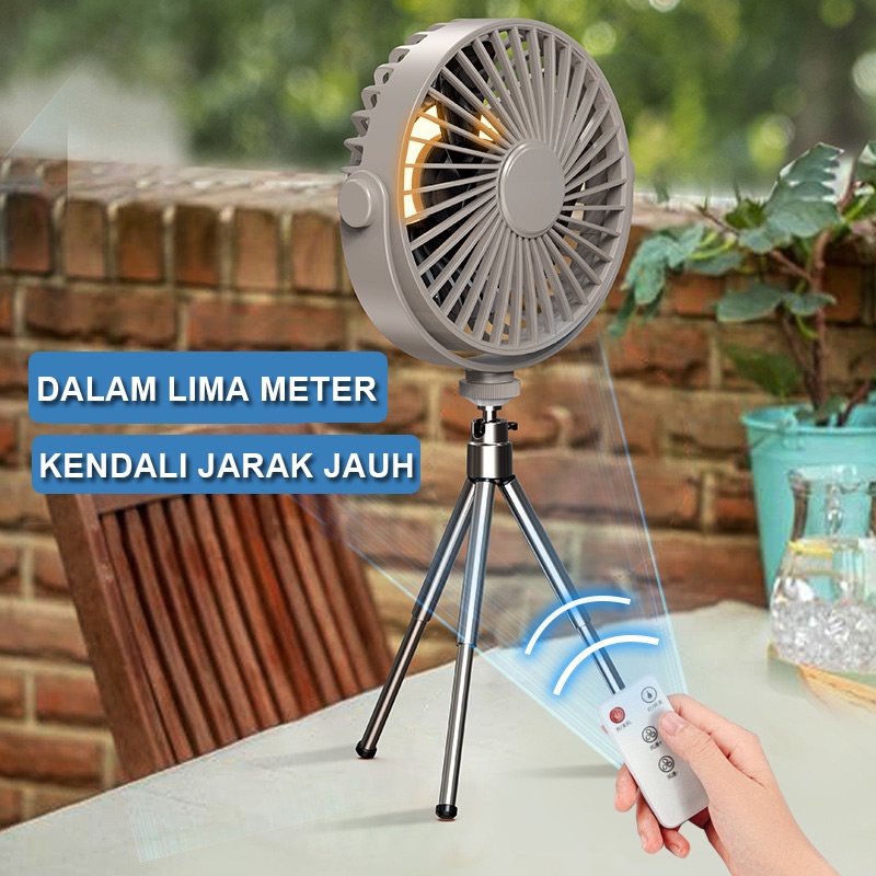 CORN Kipas Angin Portabel Stand Fan Gantung Portable Dengan Lampu 360° Kendali Jarak Jauh Table Fans Berdiri Home Berkemah