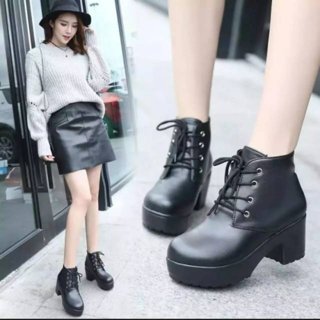 sepatu heels boots wanita bts ankle boots