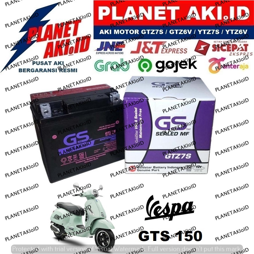 Aki Motor Vespa GTS 150 GTZ7S Accu Kering MF