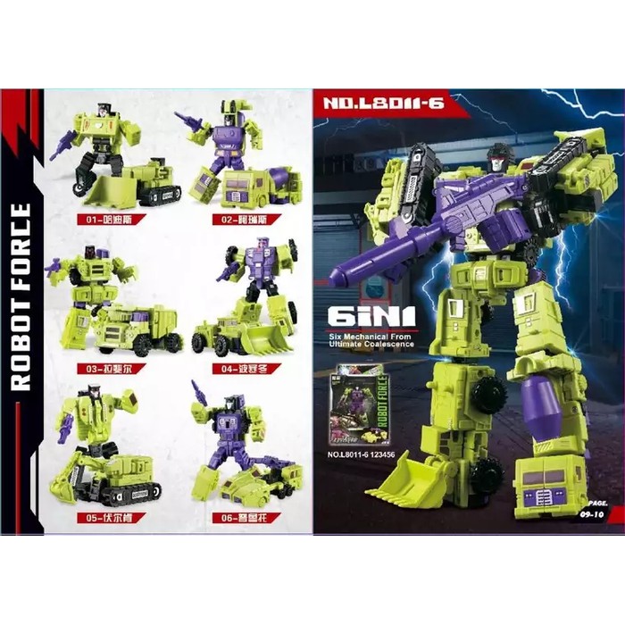 WEIJIANG LUBO Devastator Transformer Combiner Engineering War God 6in1