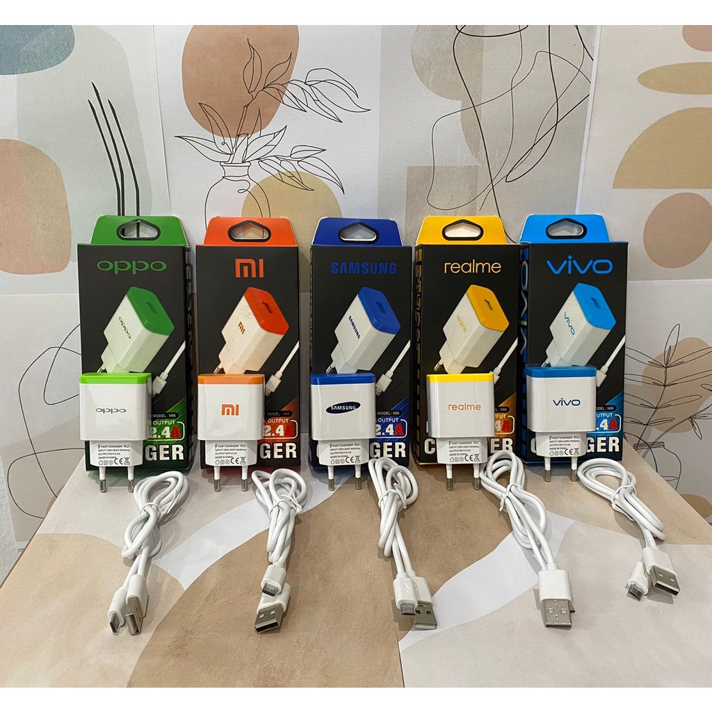 COD / BAYAR DI TEMPAT Charger Branded Mi6 2.4A Single Port Micro Usb type c / micro lubang kecil / b