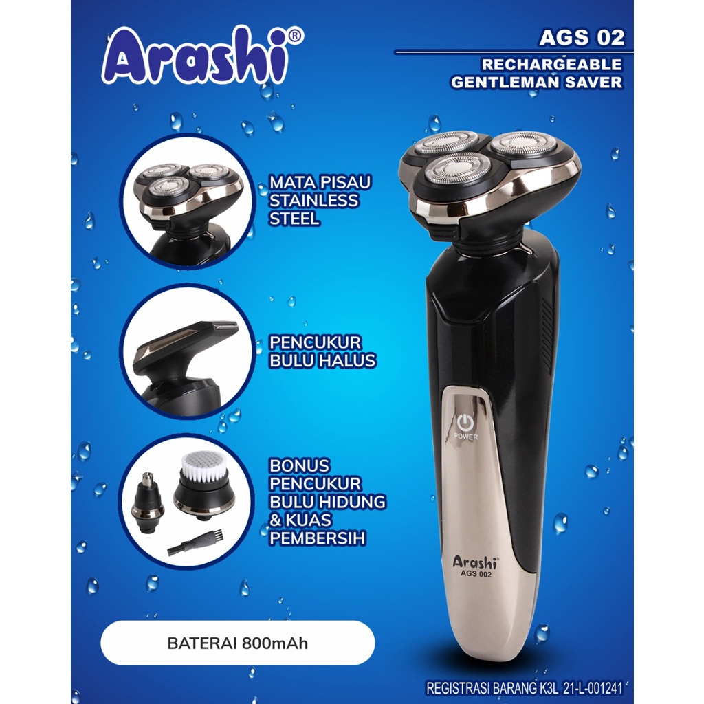 Alat Cukur Pria ARASHI AGS 001&amp; AGS 002 GENTLEMEN SHAVER n TRIMMER