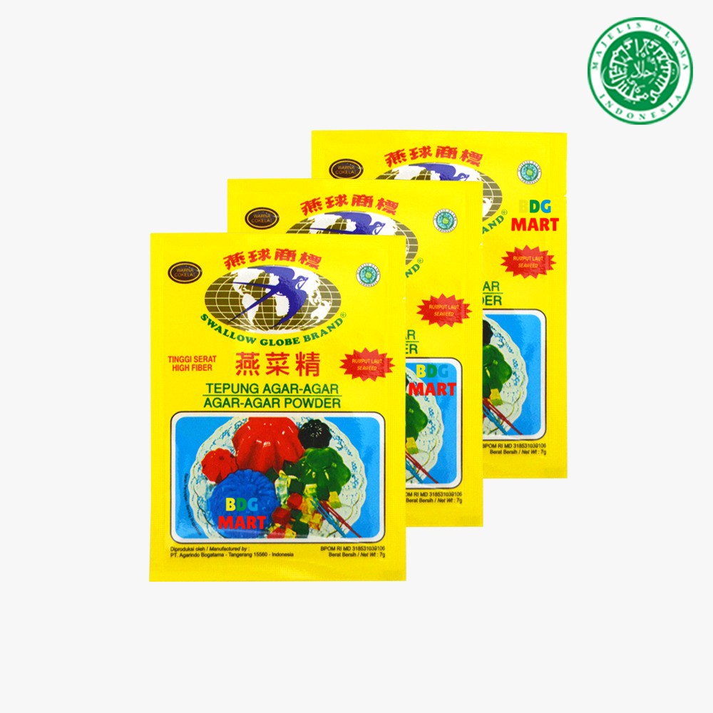 

3PCS Swallow Globe Brand Warna Coklat Jelly Powder Tinggi Serat Halal MUI - 7gr