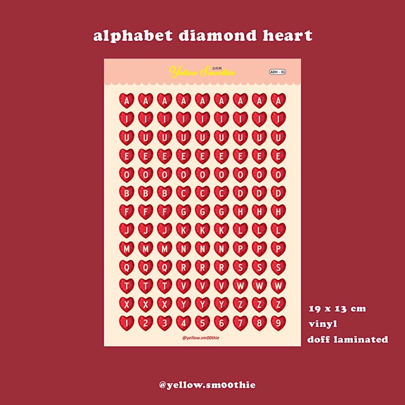 

ALPHABET DIAMOND HEART STICKERS by yellow smoothie