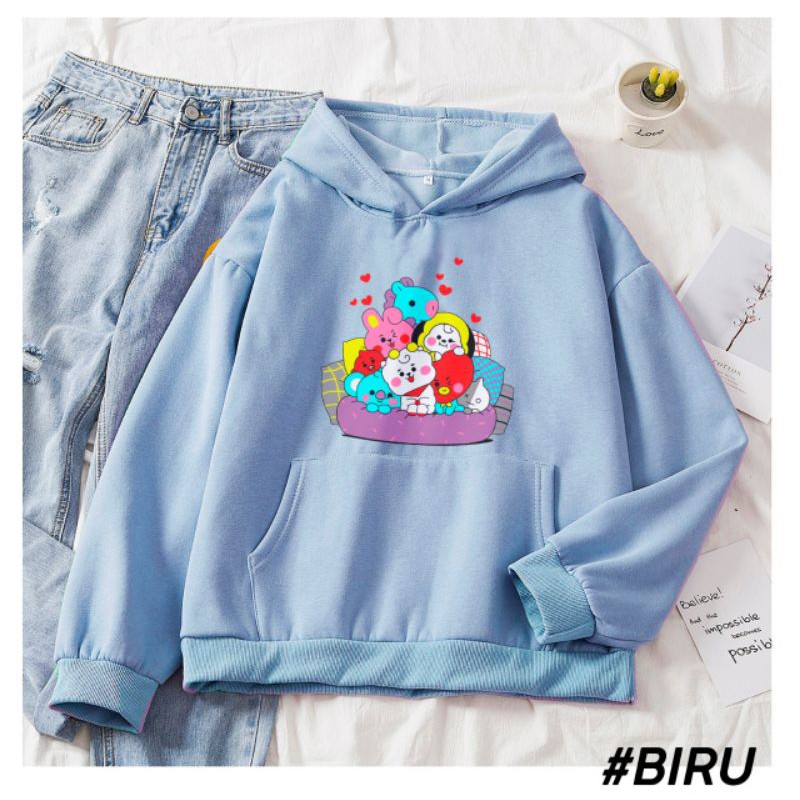 SWEATER HOODIE WANITA BT21 FAMILY-3