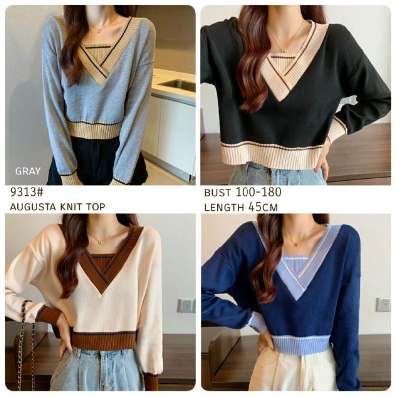 MDLV ~ 9313# Augusta Knit Top Atasan Rajut Lengan Panjang Premium Import Fashion Import