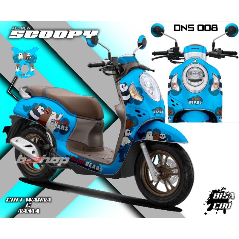 Decal custom Scoopy new 2021 motif bears desain variasi motor full body printing sticker