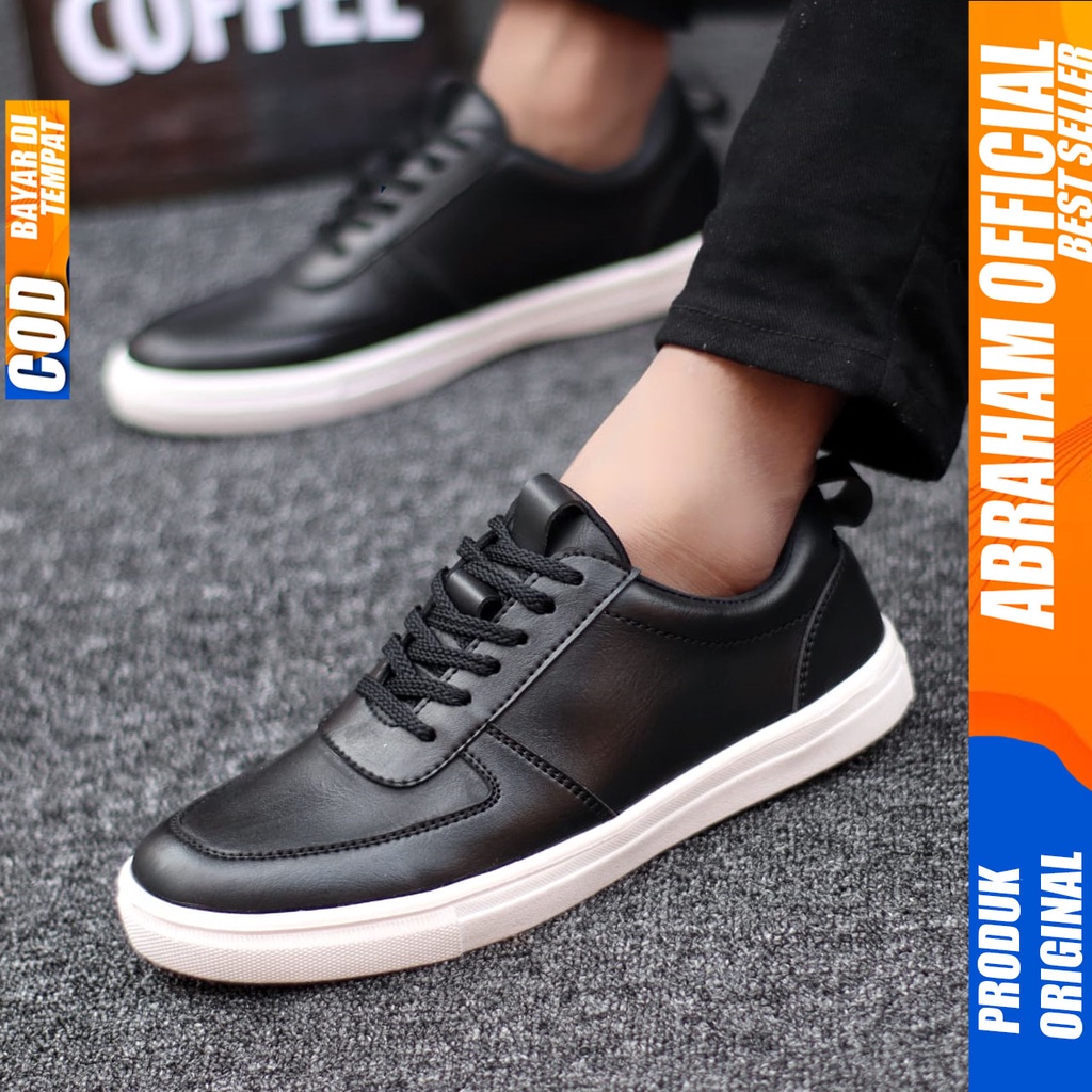 Abraham Regan - Sepatu Formal Casual Pria Tali Kulit Pu Kerja Hitam