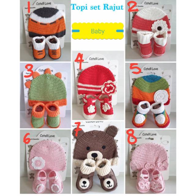 Topi Rajut Set Bayi 0-3m Catell Love