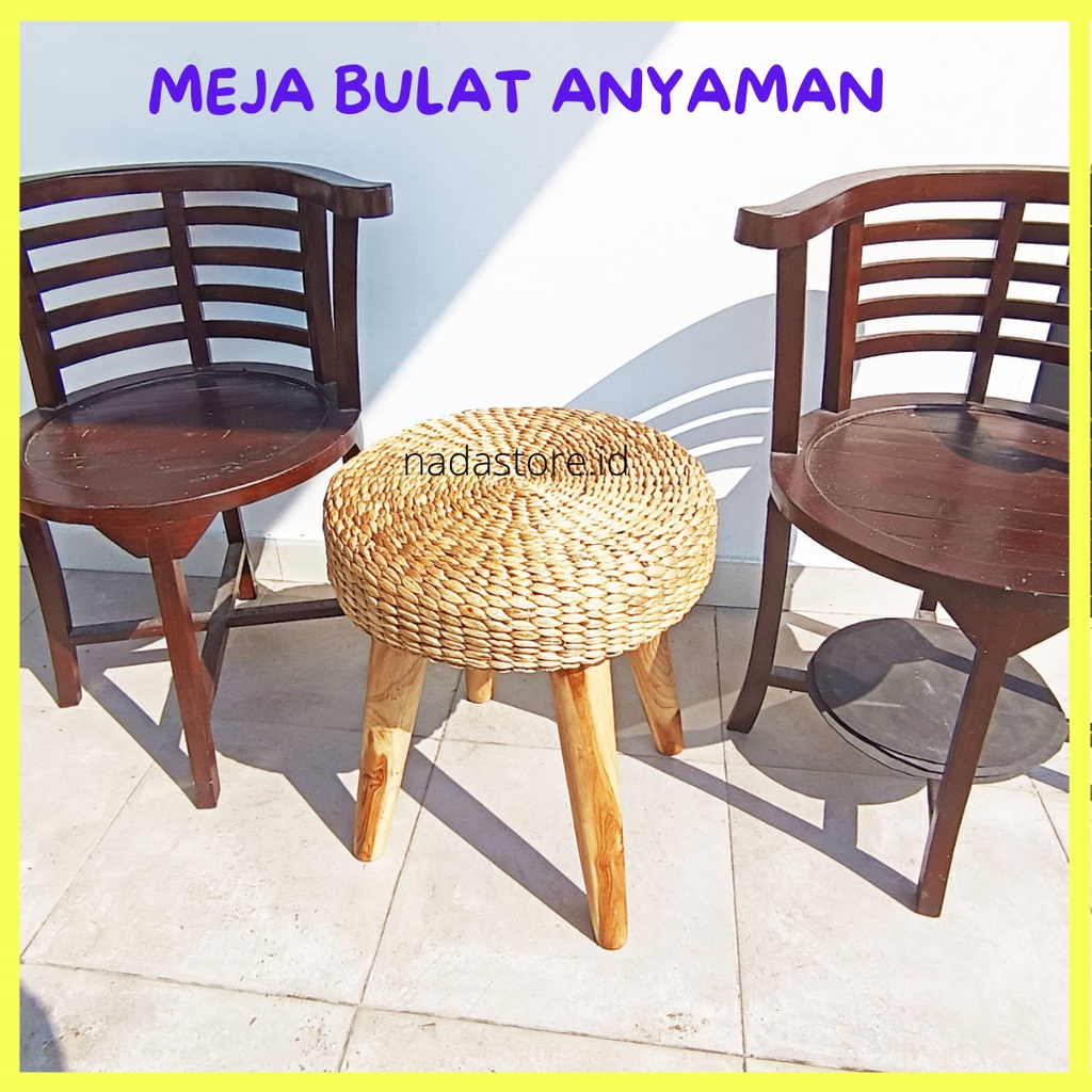 BANGKU / MEJA HIAS RUSTIC / SIDE TABLE ANYAMAN ENCENG GONDOK DIAMETER T40 T50 CM