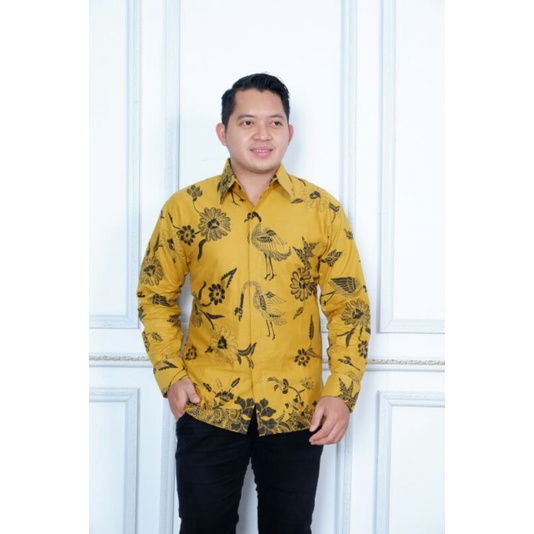 kemeja batik full furing motif burung lengan panjang