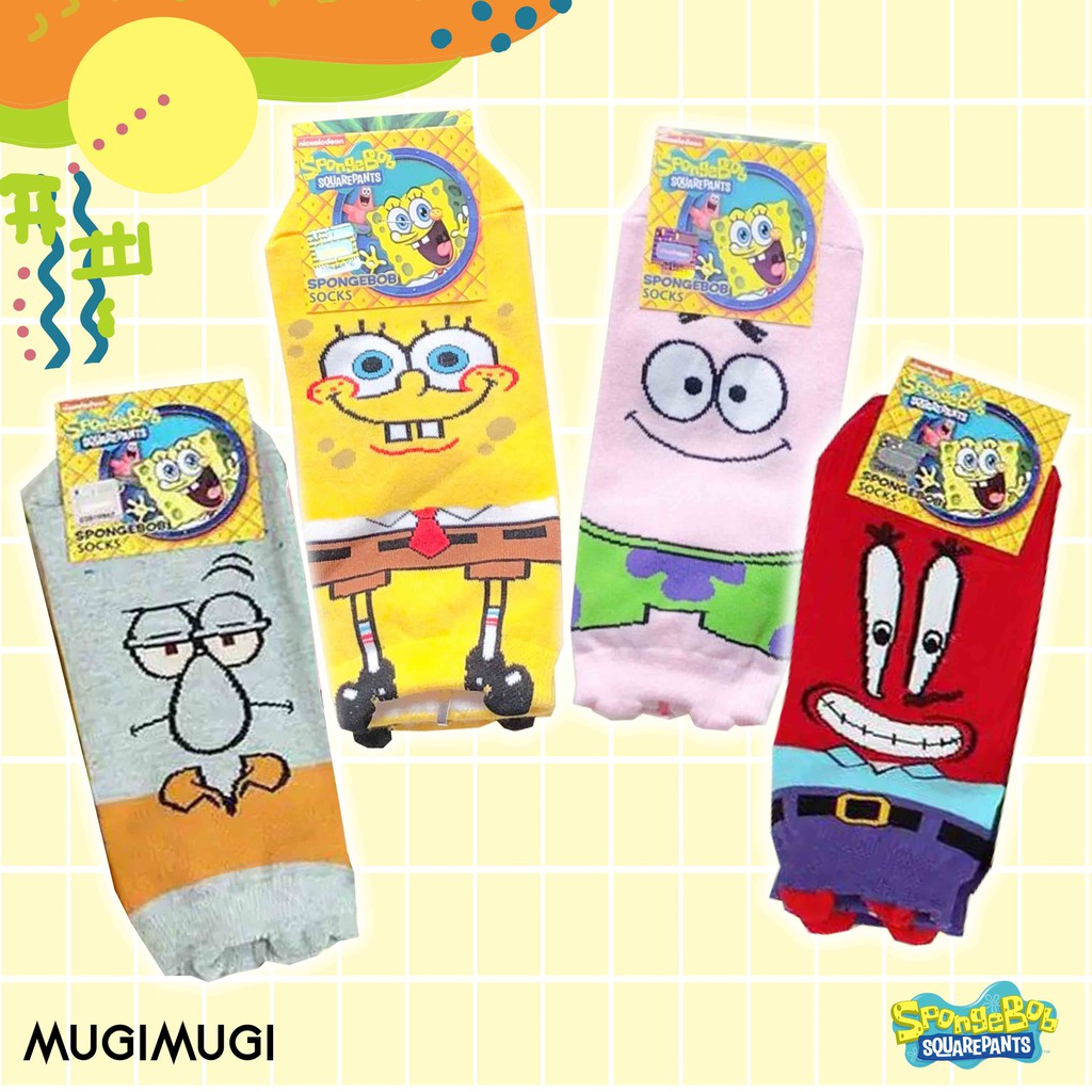 Kaos Kaki Korea Spongebob Squarepants / Patrick / Squidward / Mr Crab