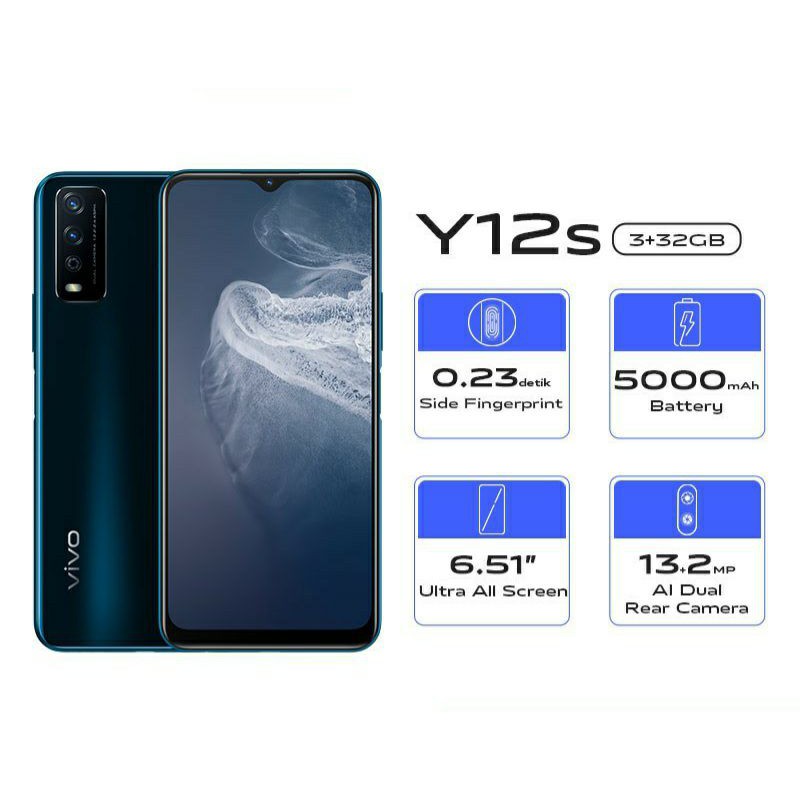 Vivo Y12S 3/32GB Garansi Resmi Original Termurah Handphone Vivo Y12S Baru