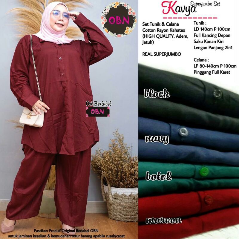 Setelan Jumbo Wanita LD 140 cm Bahan Katun Rayon Big Size