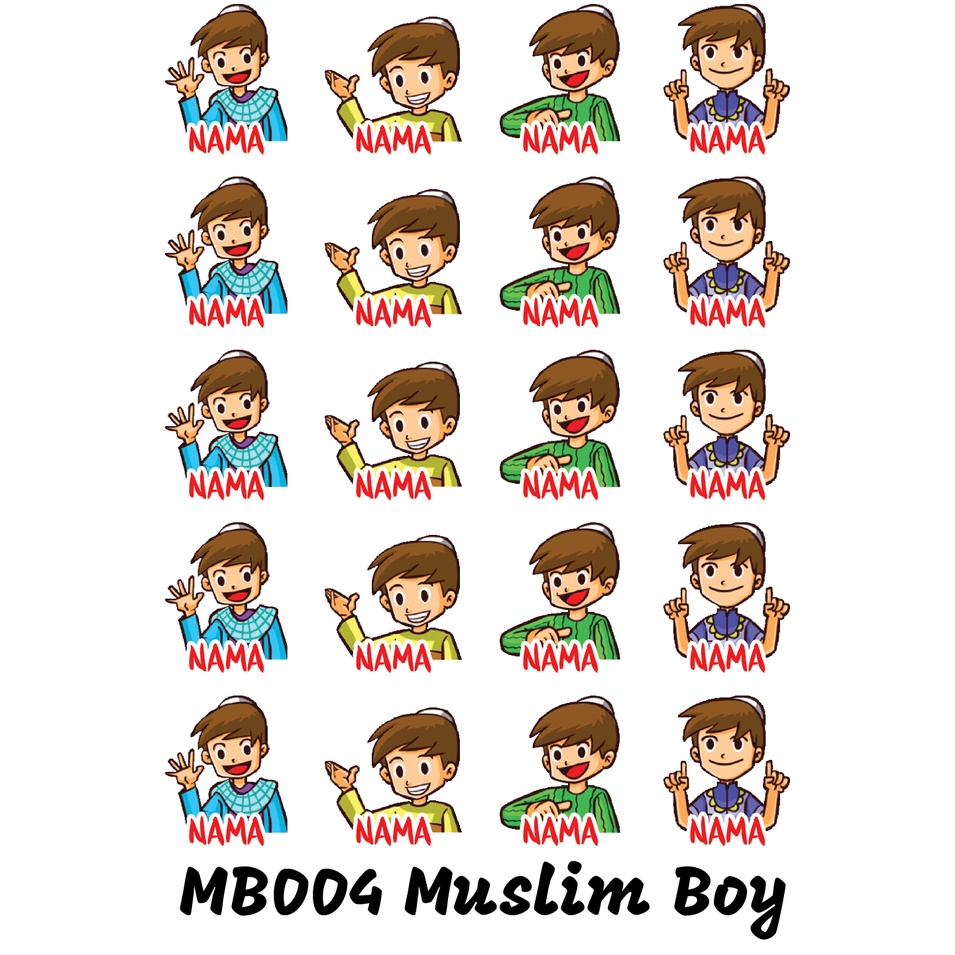 

Sticker Nama Cutting Label Waterproof Tahan Air Muslim Boy 04 (MB004)