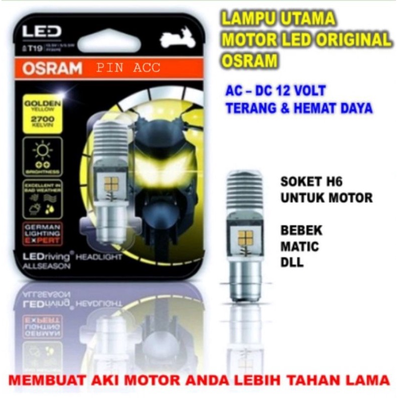 Lampu Led Osram T19 H6 kaki 1 Putih,Kuning bohlam depan Led universal bebek matic 2sisi ori OSRAM