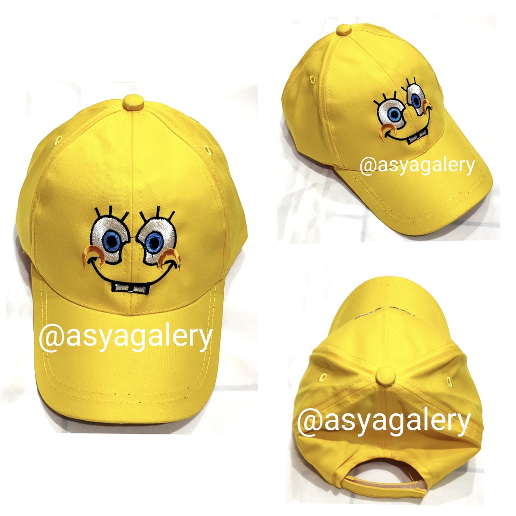 TOPI BORDIR ANAK KARAKTER SPONGEBOB/TOPI ANAK SPONGEBOB LUCU/TOPI ANAK LUCU