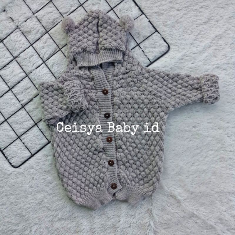 jaket rajut bayi usia 3-12 Bulan