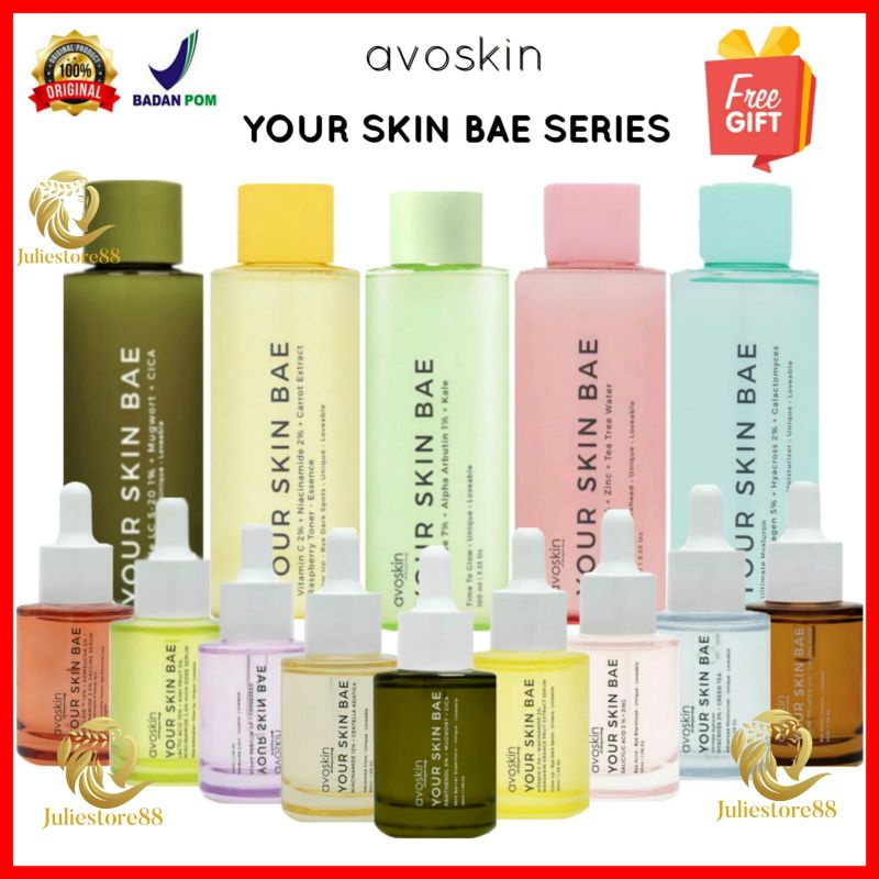 (Fullsize) AVOSKIN YOUR SKIN BAE Panthenol Mugwort Cica Niacinamide Alpha Arbutin Vitamin C Salicylic Lactic Marine Hyacross Serum Toner