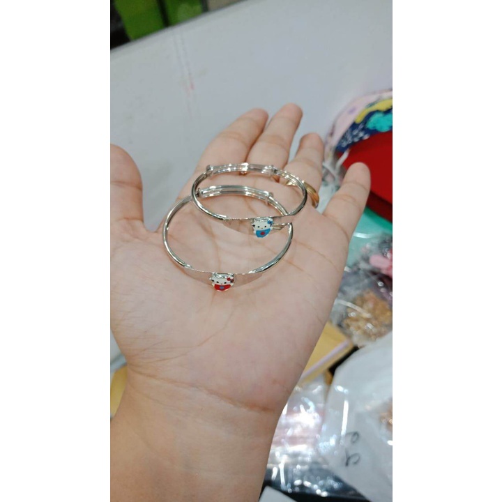 Gelang Anak slot Hello Kitty Perak Asli 925 lapisan emas Putih