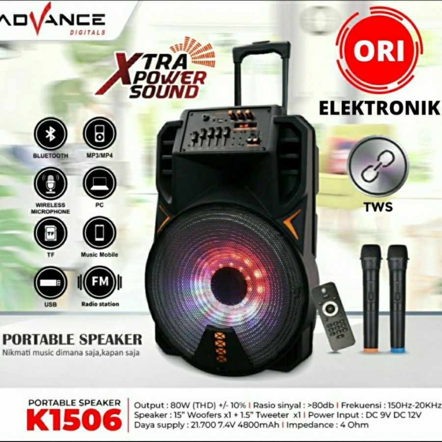 ADVANCE K 1506 - Speaker Portable Bluetooth 15 inch / Speaker meeting
