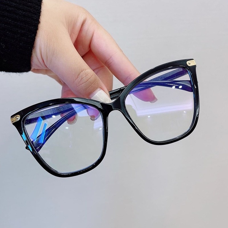 Kacamata Cat Eye Oversized Anti Blue Light Gaya Retro Untuk Wanita