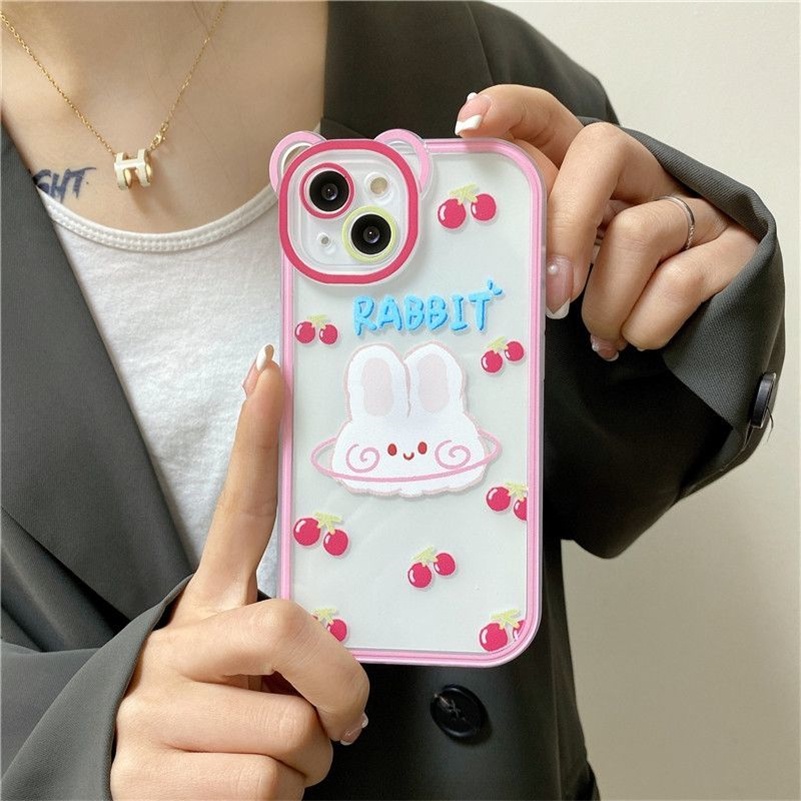 Soft Case Pelindung Lensa Transparan Motif Beruang Tahan Banting Untuk iPhone 13 12 11 Pro Max X Xr Xs Max SE 2020 8 7 6 6s Plus