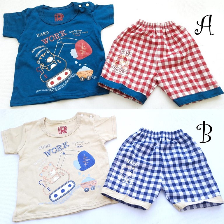 Setelan Oblong Hardwork Kotak Baju Anak Laki Laki Baju Sehari-Hari Murah Bestseller J084 Rickita MH