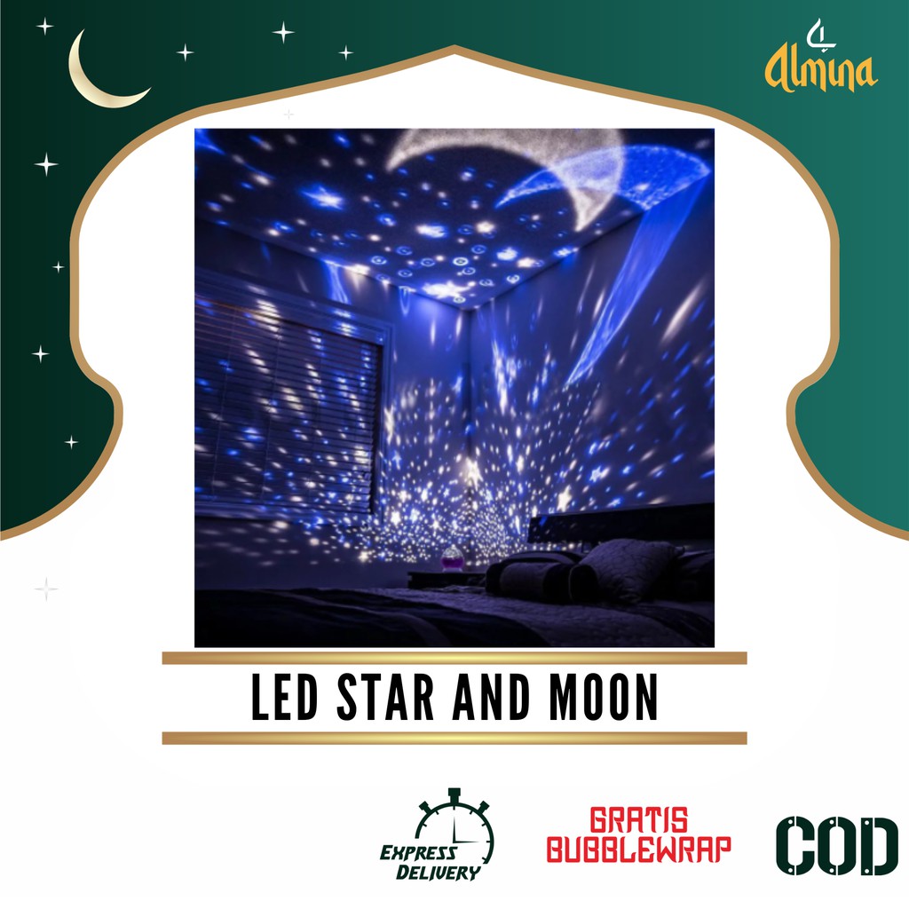 Lampu Tidur LED Projector Star and Moon Unik Lampu Tidur Proyektor Bintang Unik Meja Pesta Murah