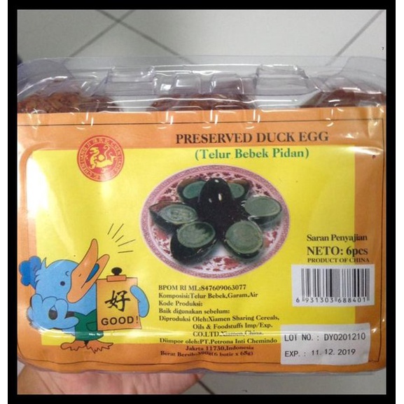 

Preserved Duck Egg / Telur Bebek Pidan isi ( 6 pcs ) / 1 Pack