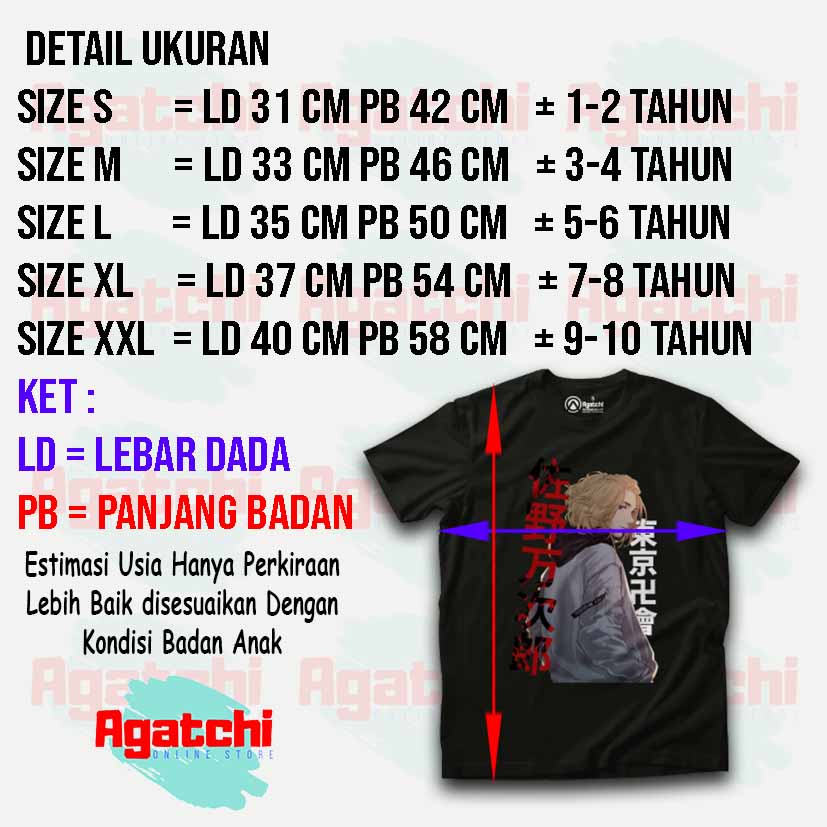 Kaos Atasan Anak Laki Laki Kids T shirt Anime Tokyo Revengers Mikey Manjiro Sano