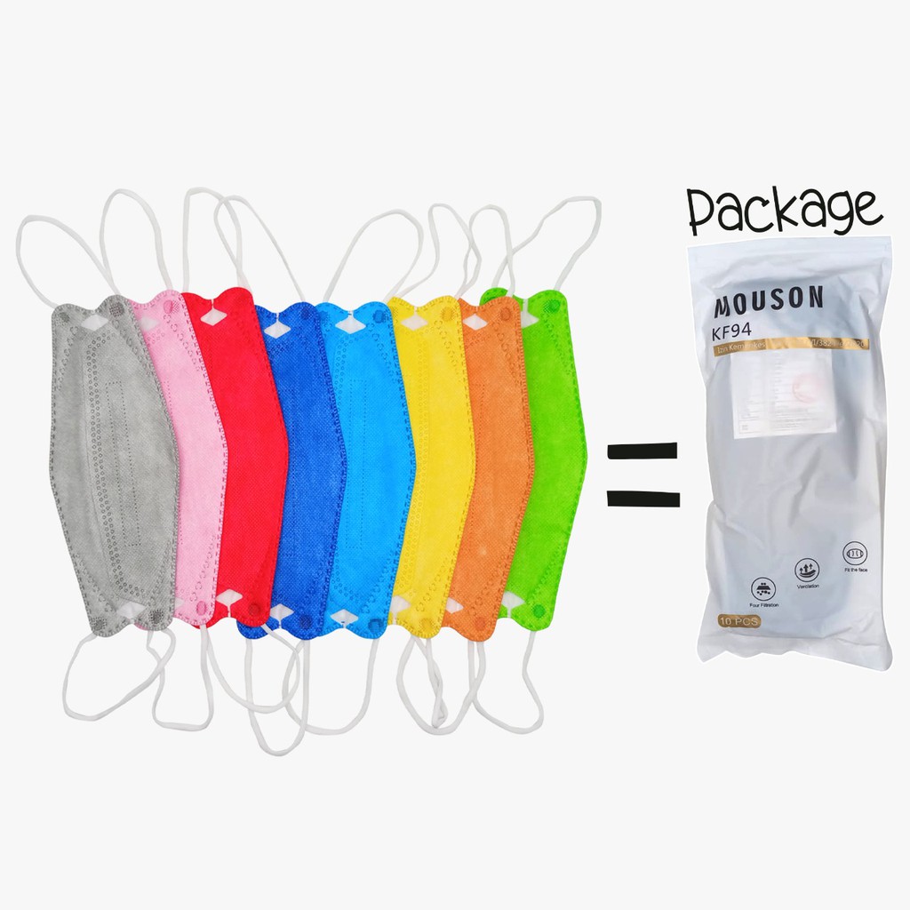 Masker Mouson KF94 Warna Warni 4PLY Isi 10PCS | Adult Mask KF94 Korea Mask Original / Masker Dewasa