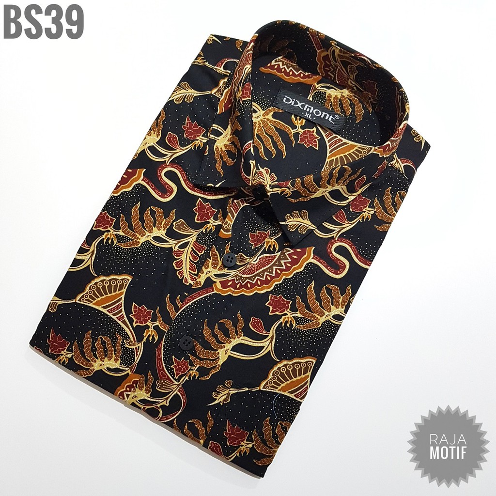 Kemeja Batik Pria Lengan Pendek BS39 Katun Modern Dixmont Semi Slimfit Premium