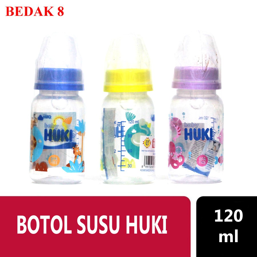 Botol Susu HUKI 120 ml Dot Gepeng Silicone Nipple